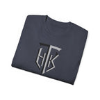 Shield Monogram Tee — Elegant Metallic Initials Graphic T-Shirt