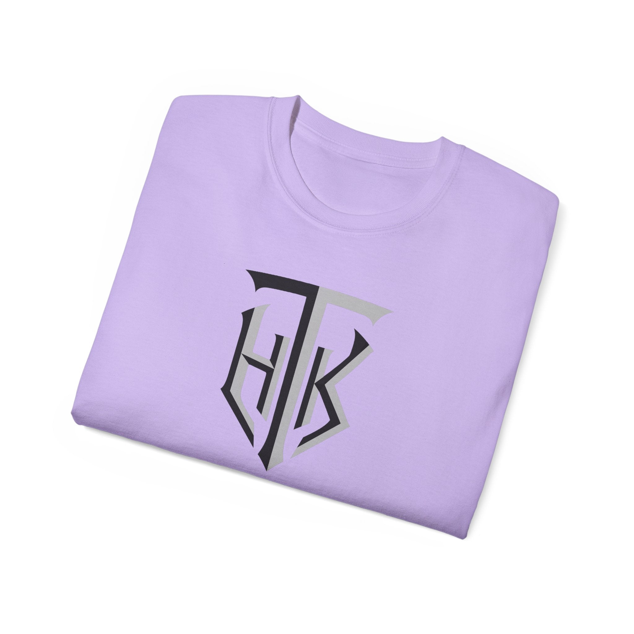 Shield Monogram Tee — Elegant Metallic Initials Graphic T-Shirt