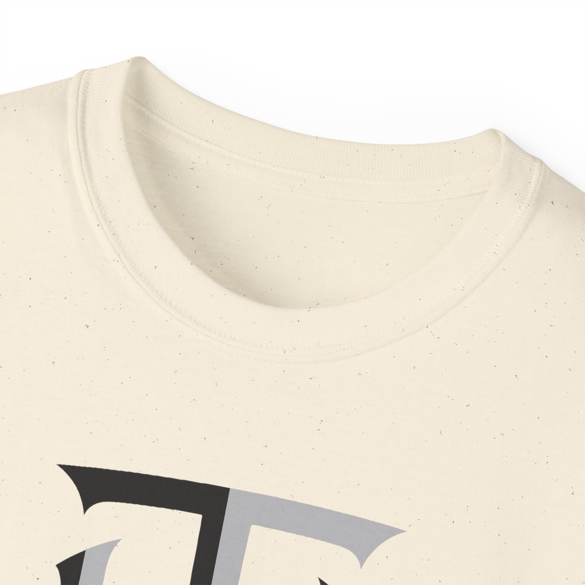 Shield Monogram Tee — Elegant Metallic Initials Graphic T-Shirt