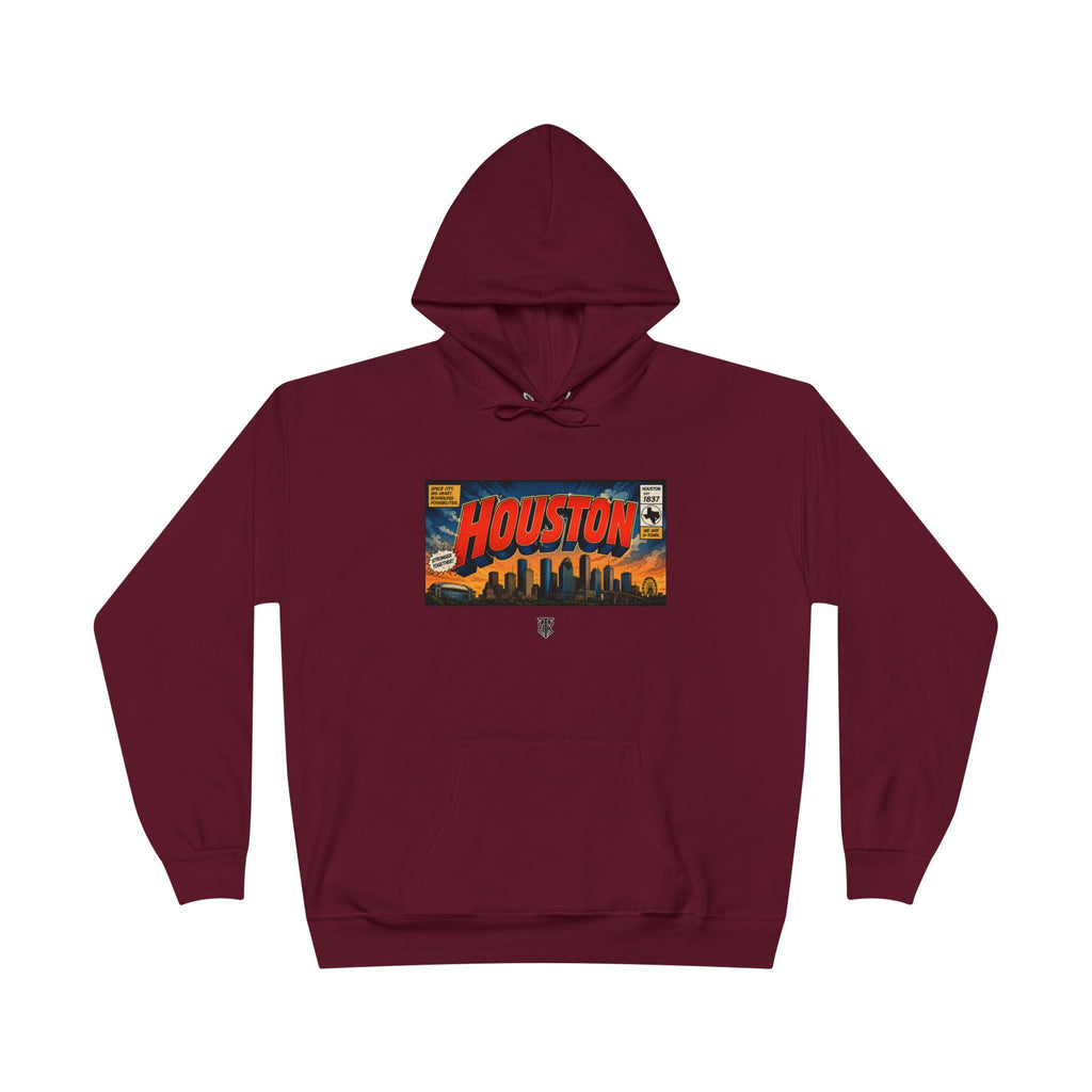 Houston Skyline Hoodie — Vintage Comic Book Design