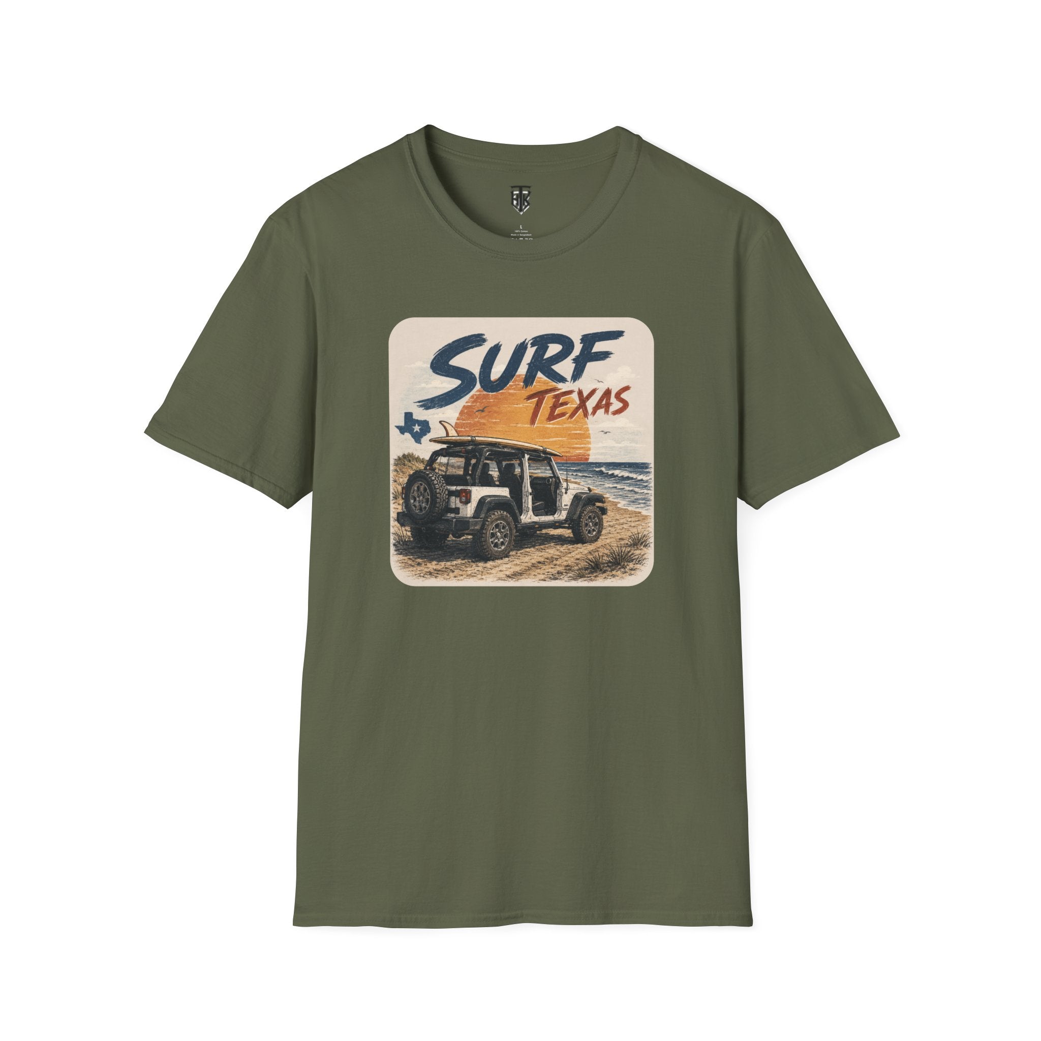 Surf Texas T‑Shirt — Retro Beach Jeep Graphic Tee