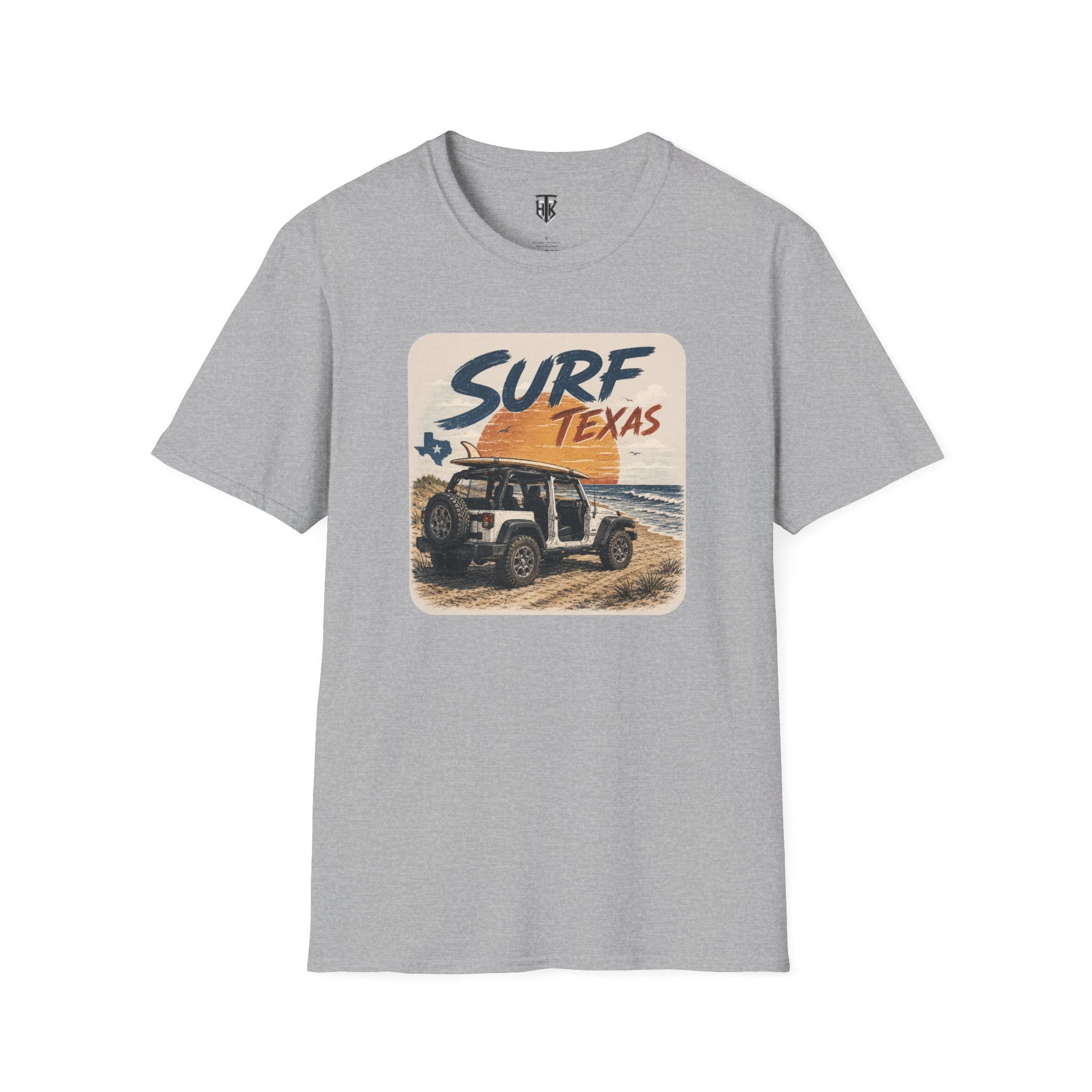 Surf Texas T‑Shirt — Retro Beach Jeep Graphic Tee