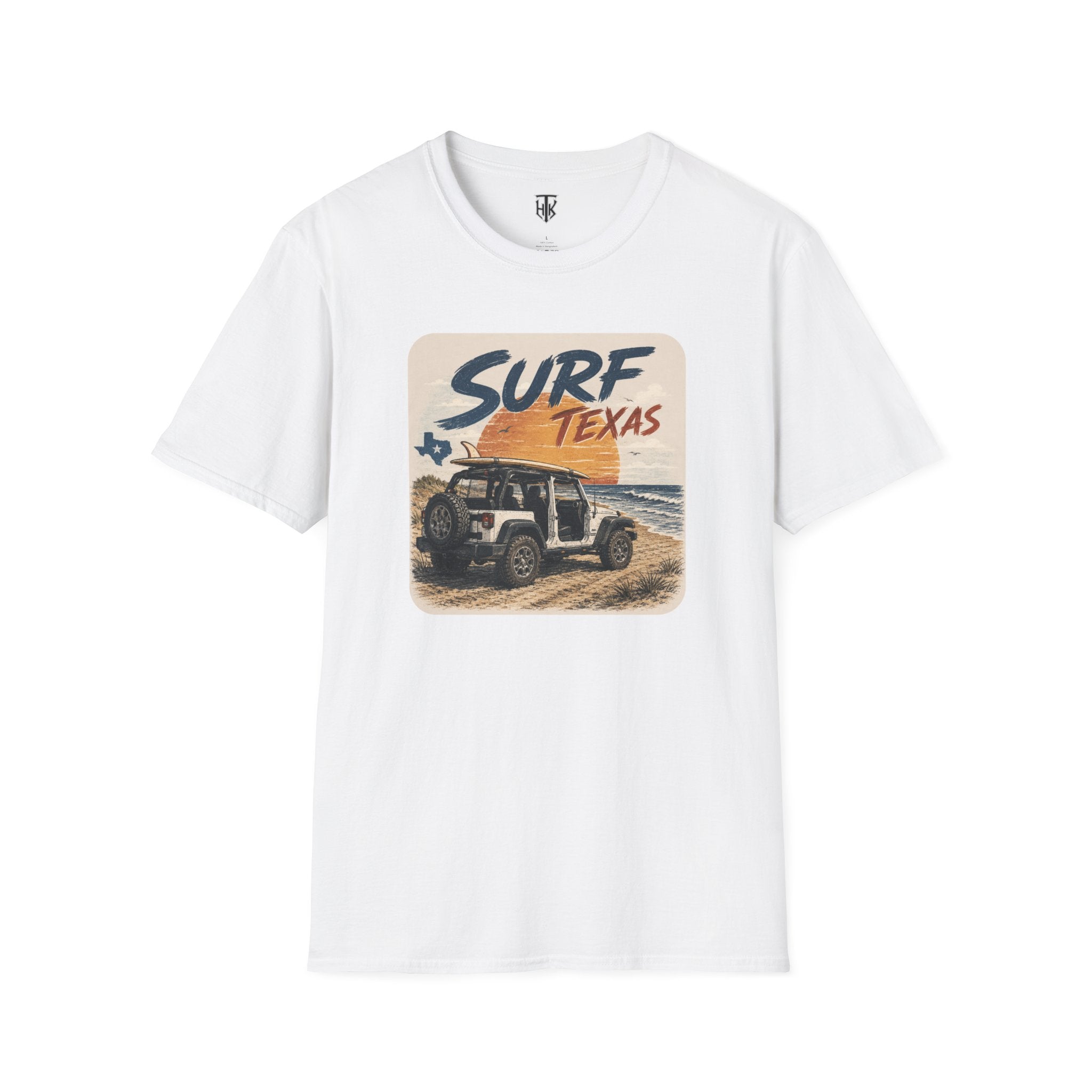 Surf Texas T‑Shirt — Retro Beach Jeep Graphic Tee