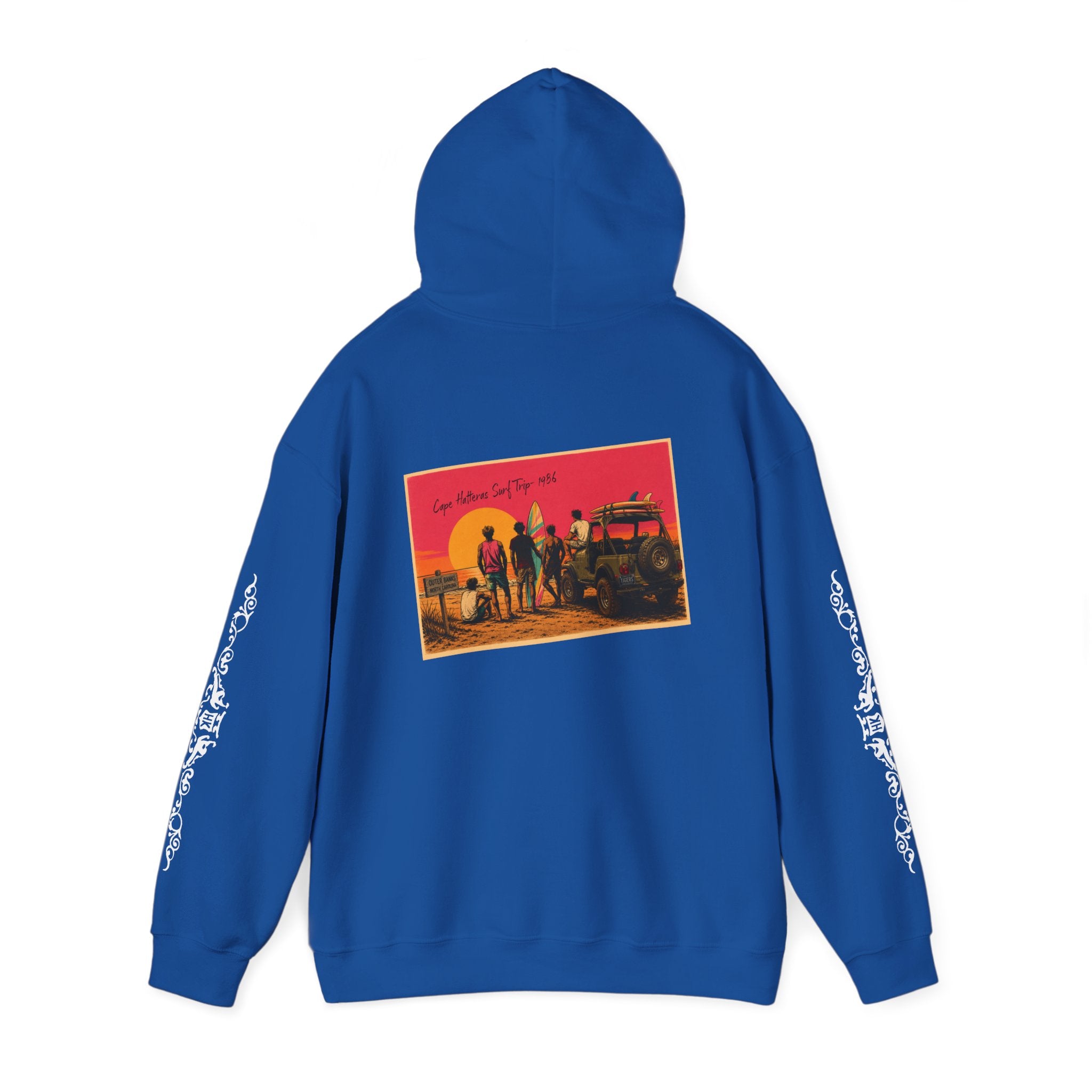 Surf Crew Vintage Sunset Hoodie — Beach Surfing Graphic Pullover