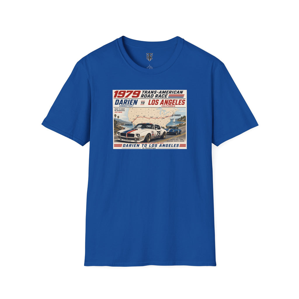 1979 Trans-American Road Race T-Shirt — Darien to Los Angeles Vintage Racing Tee