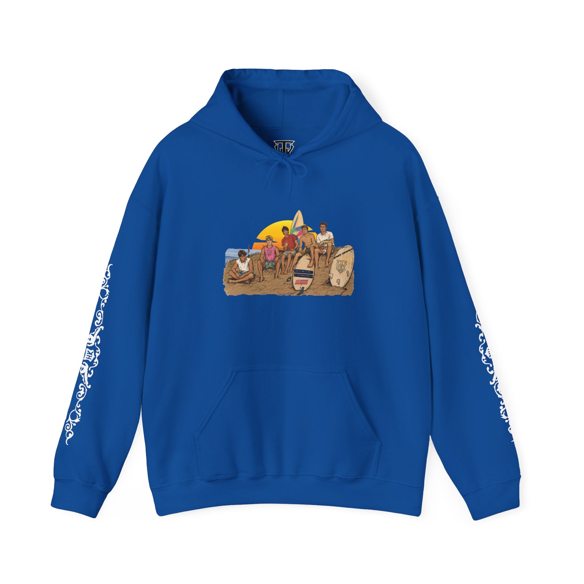 Surf Crew Vintage Sunset Hoodie — Beach Surfing Graphic Pullover