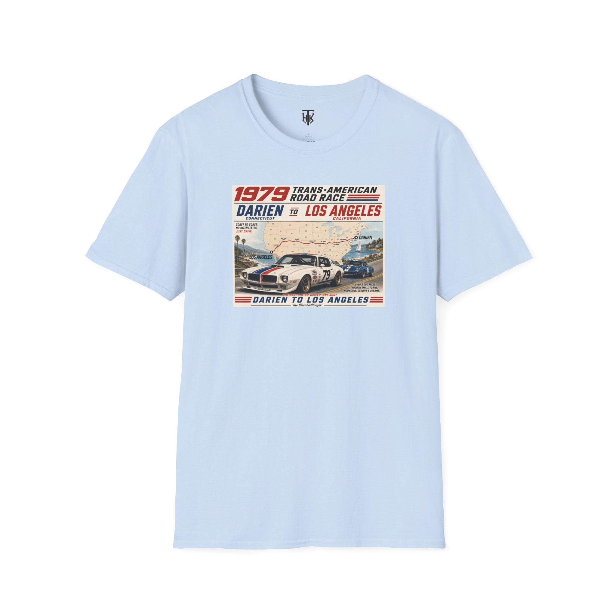 1979 Trans-American Road Race T-Shirt — Darien to Los Angeles Vintage Racing Tee