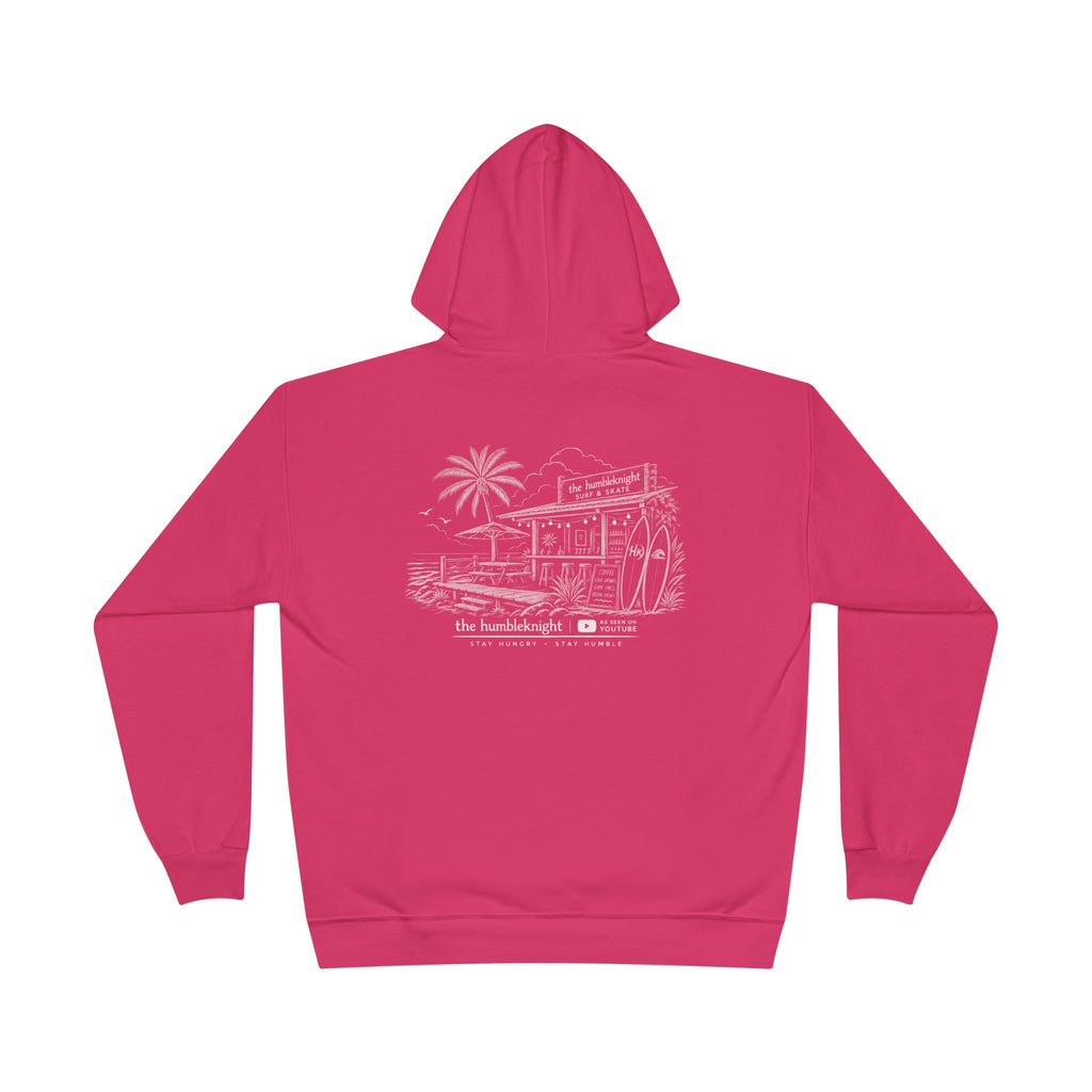 Vintage Humbleknight  Surf Shack Hoodie — Palm Tree Beach Pullover with 'The Surfside' Sketch