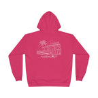 Vintage Humbleknight  Surf Shack Hoodie — Palm Tree Beach Pullover with 'The Surfside' Sketch