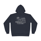 Vintage Humbleknight  Surf Shack Hoodie — Palm Tree Beach Pullover with 'The Surfside' Sketch