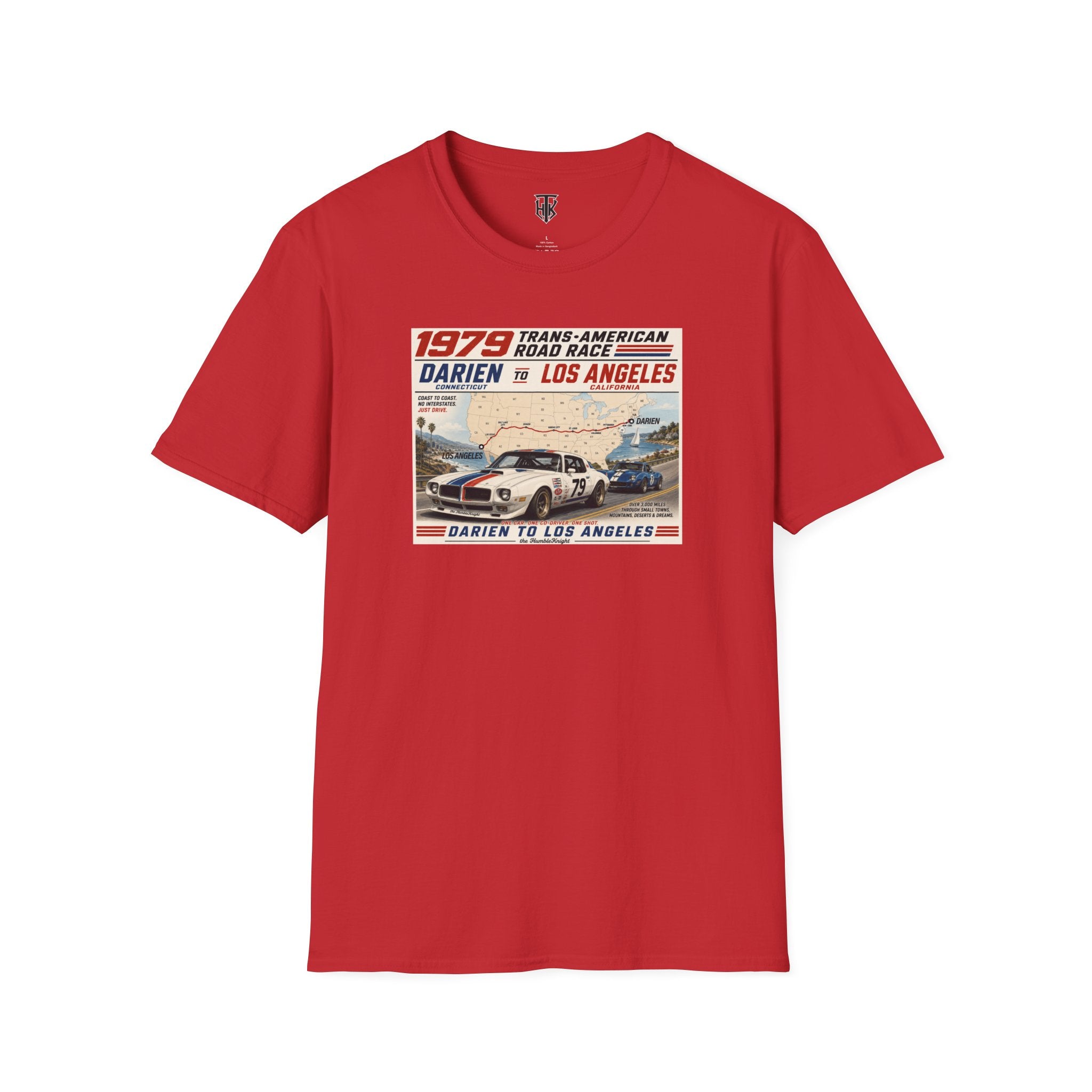 1979 Trans-American Road Race T-Shirt — Darien to Los Angeles Vintage Racing Tee