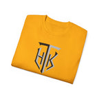Shield Monogram Tee — Elegant Metallic Initials Graphic T-Shirt
