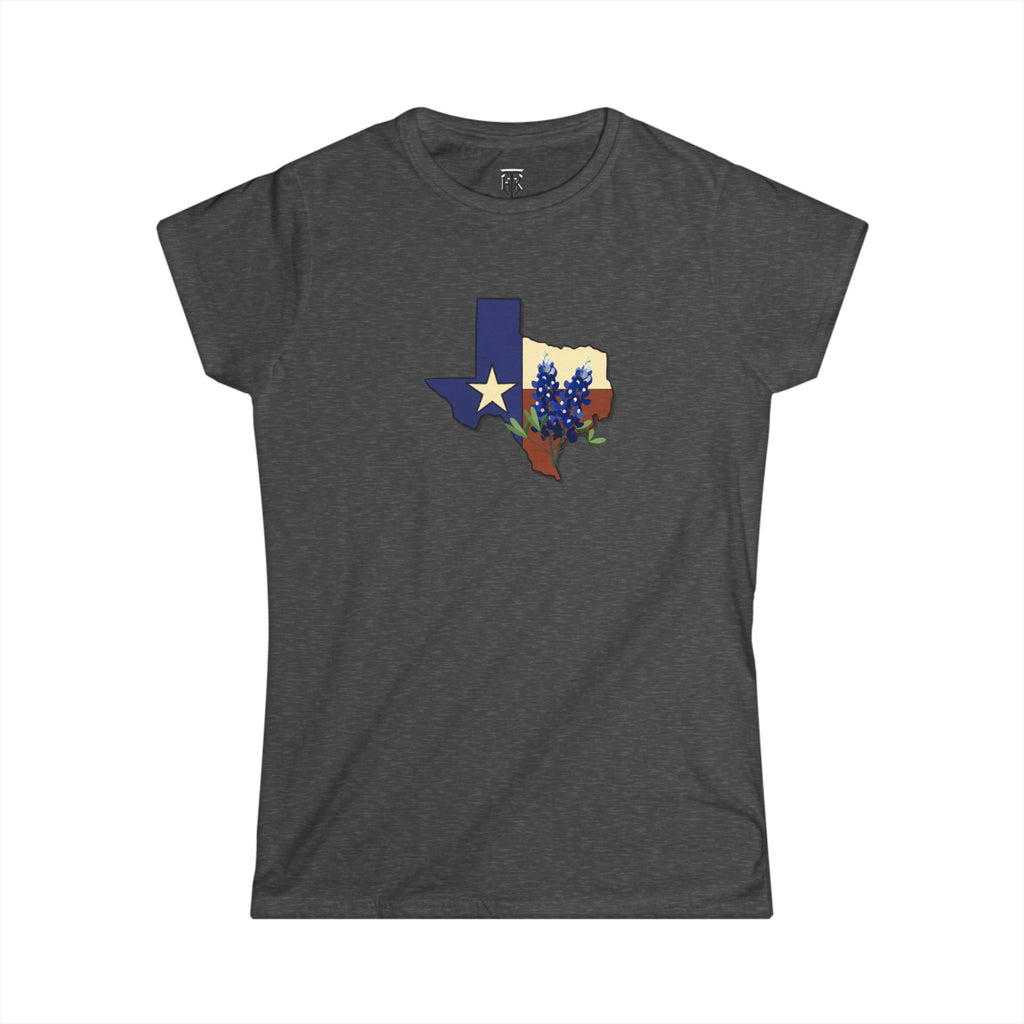 Texas State Outline Tee with Bluebonnets & Lone Star – Women's