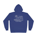 Vintage Humbleknight  Surf Shack Hoodie — Palm Tree Beach Pullover with 'The Surfside' Sketch