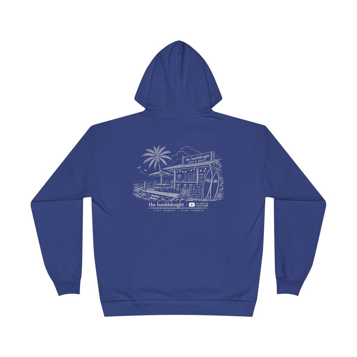 Vintage Humbleknight  Surf Shack Hoodie — Palm Tree Beach Pullover with 'The Surfside' Sketch