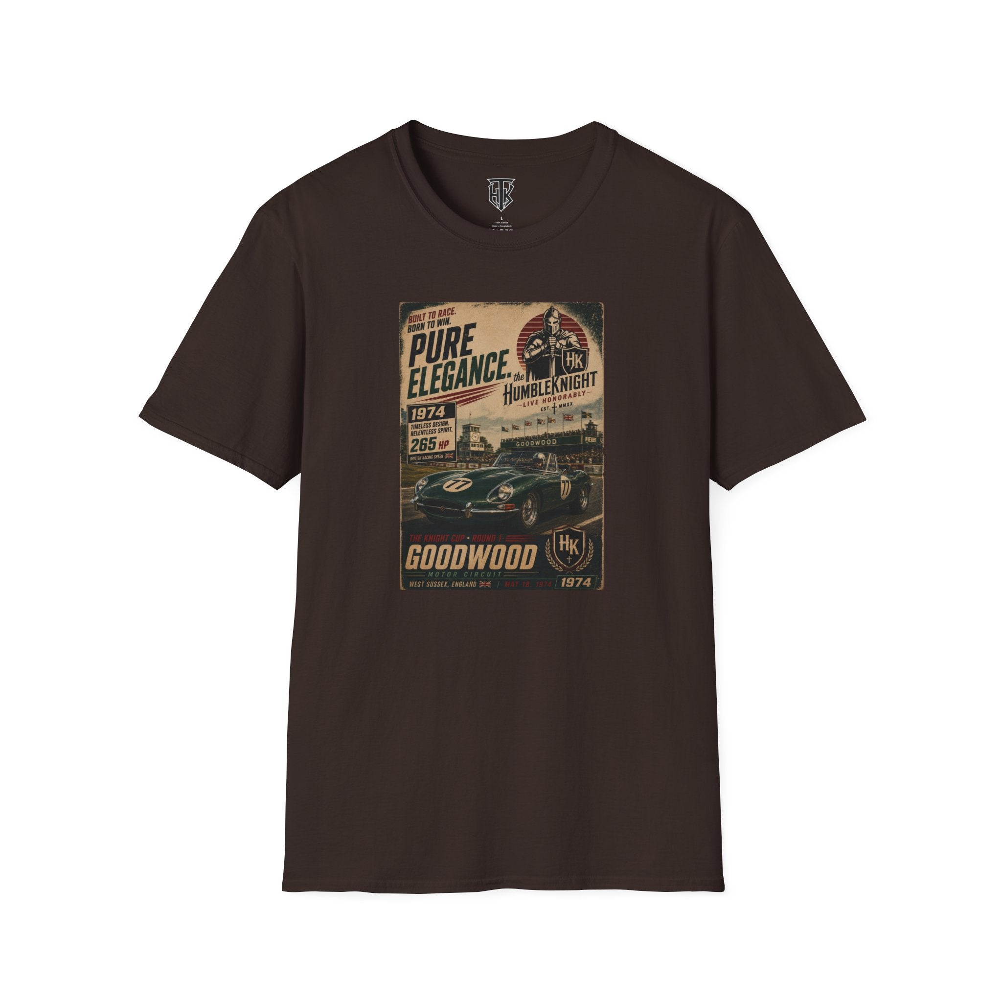 Vintage Racing T-Shirt — XKE "Pure Elegance" Goodwood Poster Tee