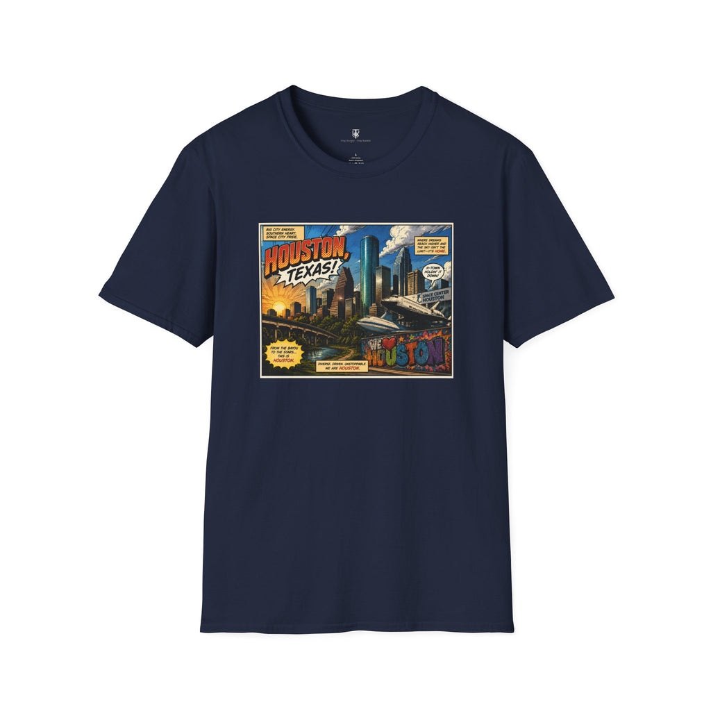 Houston Texas T‑Shirt — Vintage Comic Skyline Graphic Tee