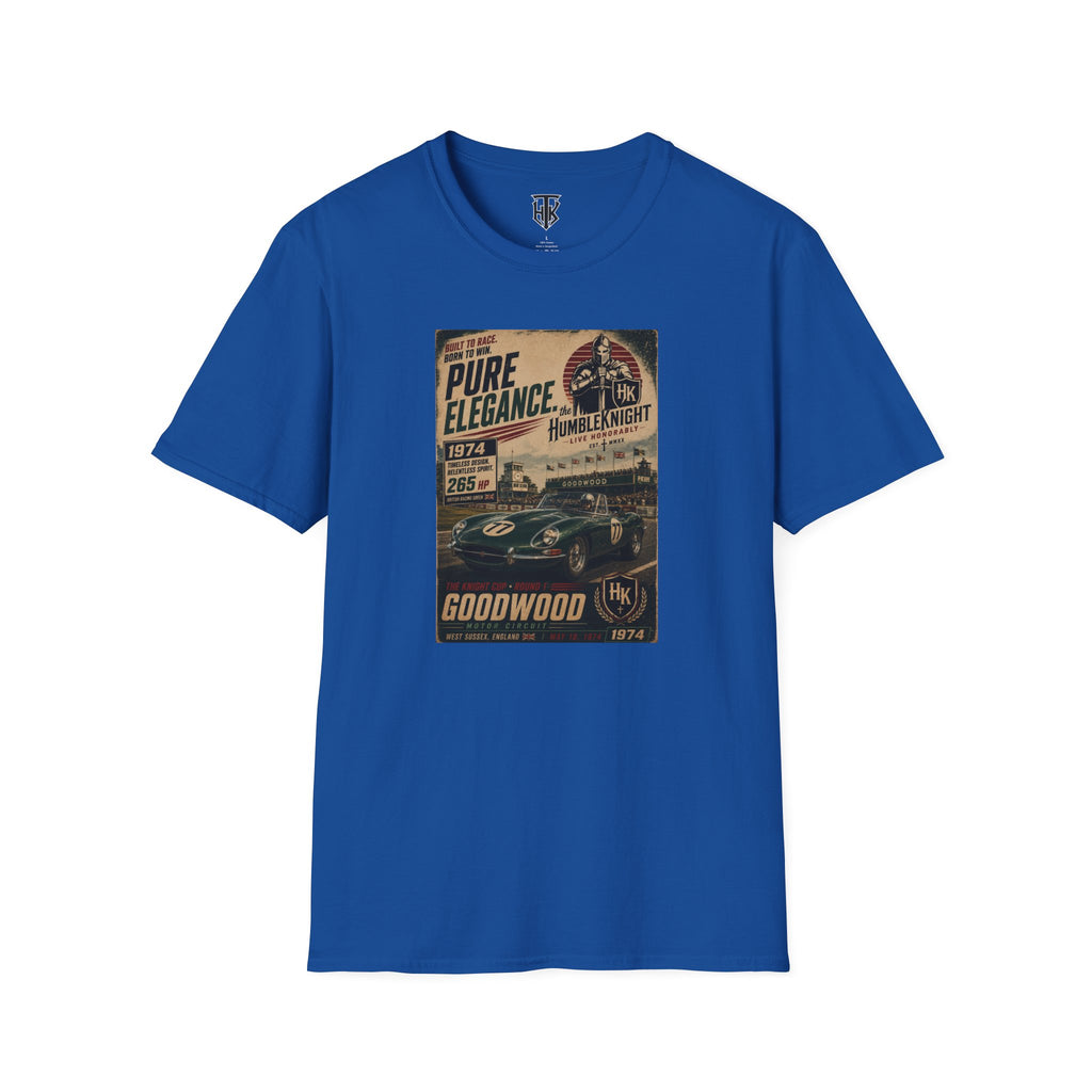 Vintage Racing T-Shirt — XKE "Pure Elegance" Goodwood Poster Tee