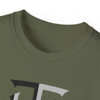 Shield Monogram Tee — Elegant Metallic Initials Graphic T-Shirt