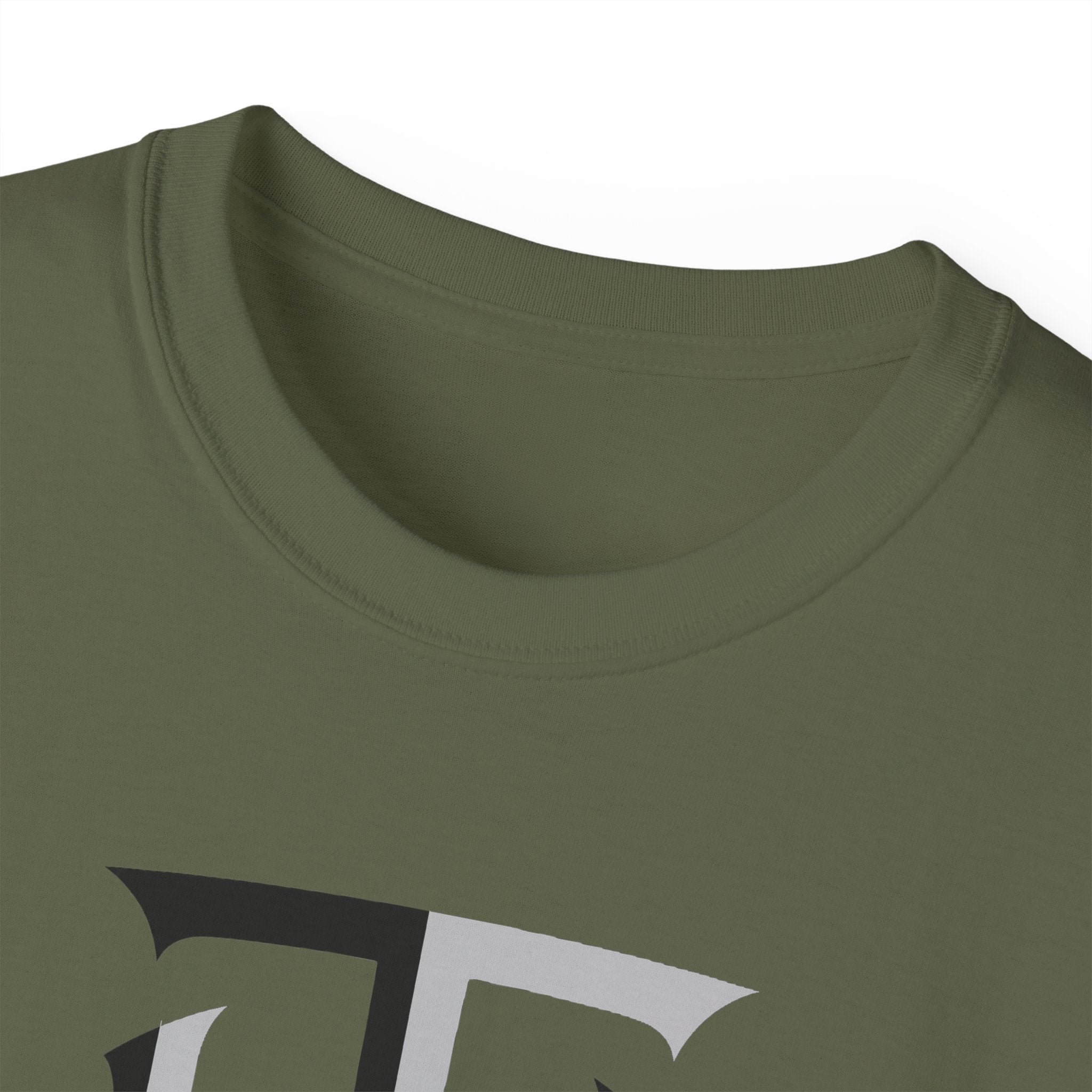 Shield Monogram Tee — Elegant Metallic Initials Graphic T-Shirt