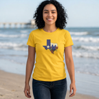 Texas State Outline Tee with Bluebonnets & Lone Star – Women's