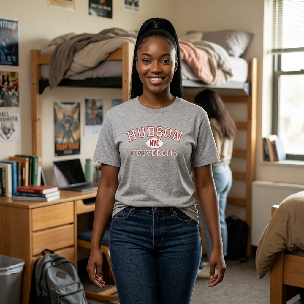 Hudson University NYC T‑Shirt — Vintage Collegiate Crew Tee