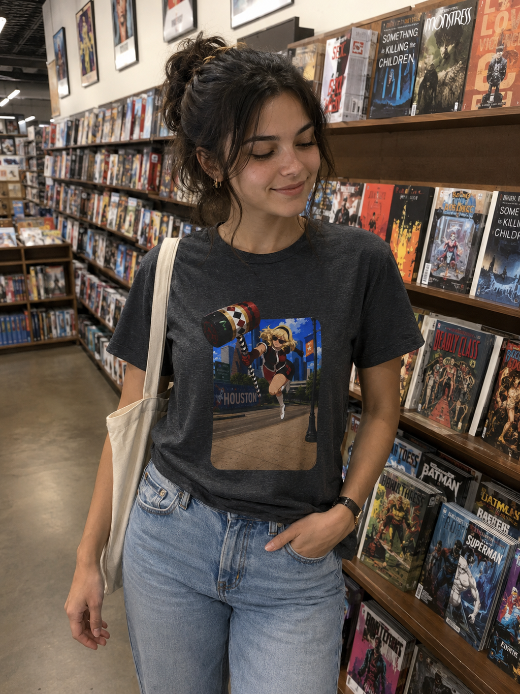 Houston Comic Hero Graphic T-Shirt – Urban Pop Art Tee | Multiple Colors