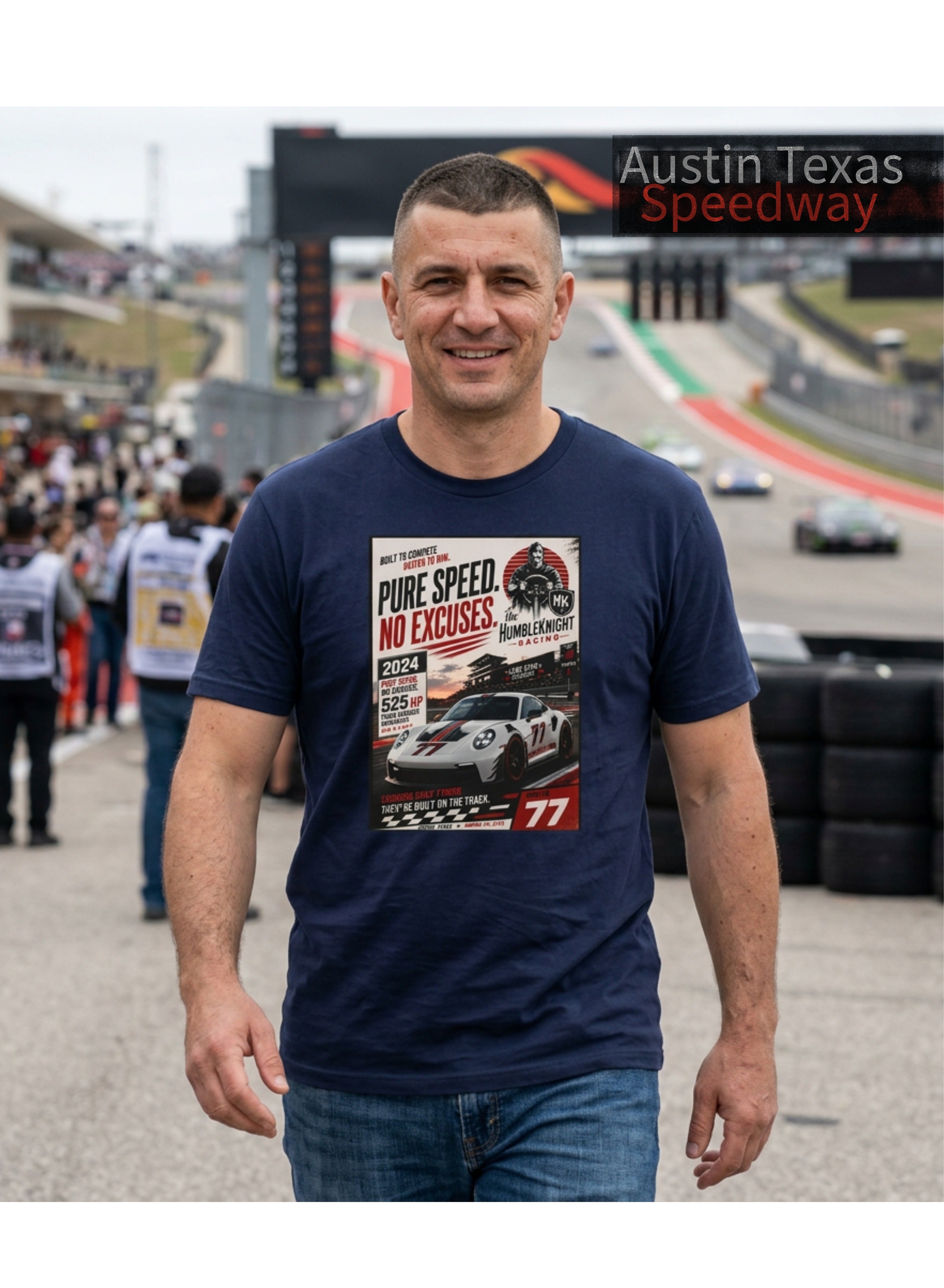 Racing Tee - "Pure Speed. No Excuses." Vintage Race Car Graphic T-Shirt