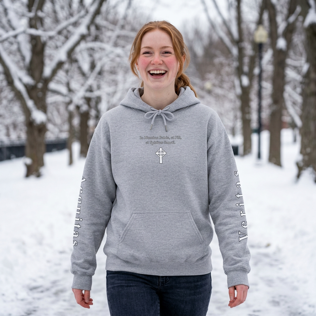 Veritas Aequitas "In Nomine Patris, et Filii, et Spiritus Sancti" Sleeve Scripture Pullover