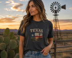 Texas Vintage Flag T-Shirt — The Lone Star State Retro Sunset Design