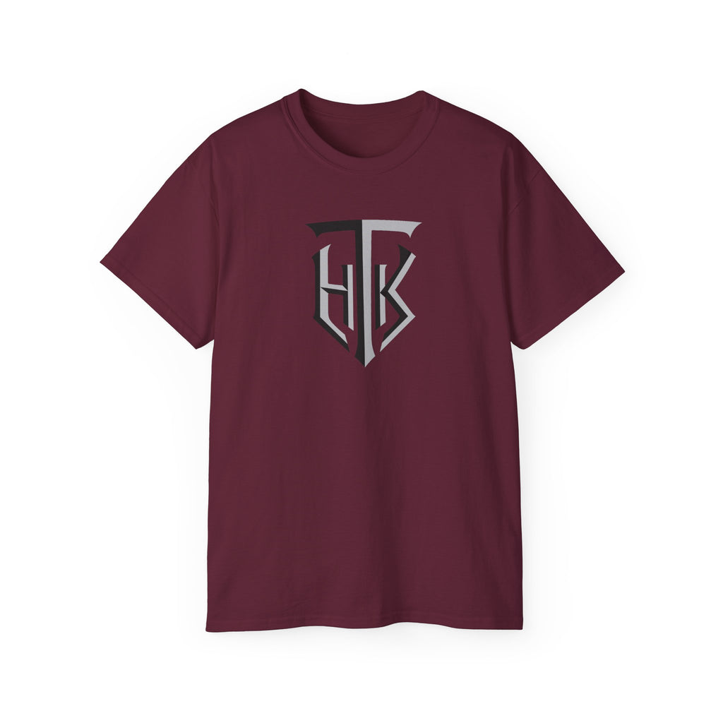Shield Monogram Tee — Elegant Metallic Initials Graphic T-Shirt