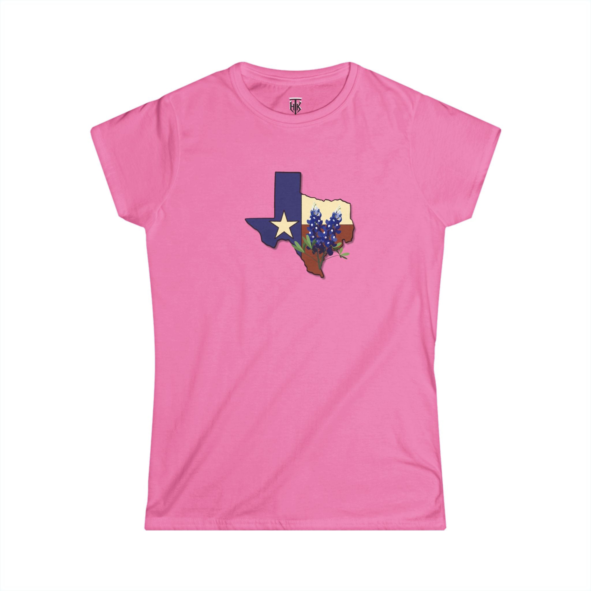 Texas State Outline Tee with Bluebonnets & Lone Star – Women's