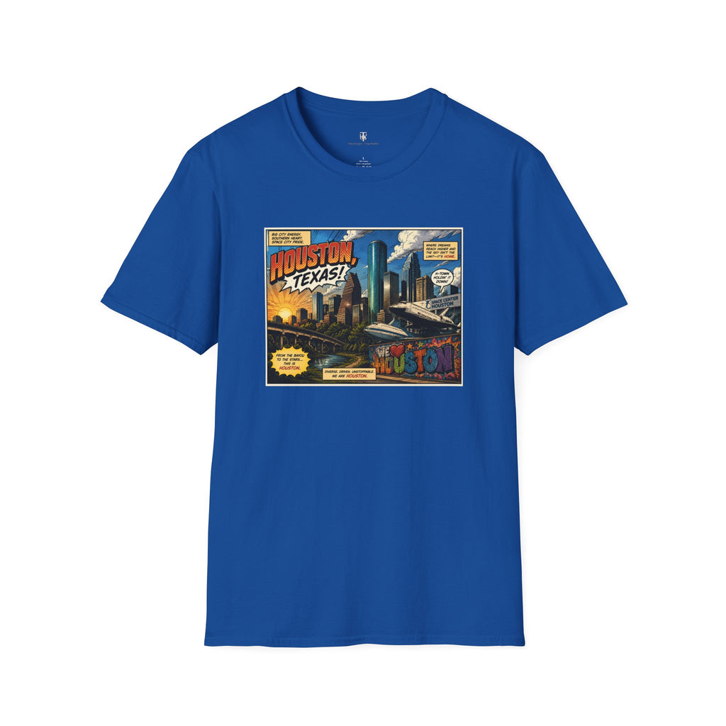 Houston Texas T‑Shirt — Vintage Comic Skyline Graphic Tee