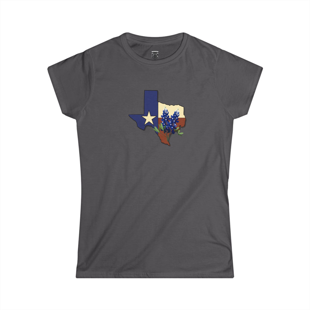Texas State Outline Tee with Bluebonnets & Lone Star – Women's