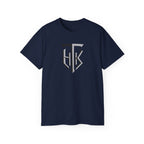 Shield Monogram Tee — Elegant Metallic Initials Graphic T-Shirt
