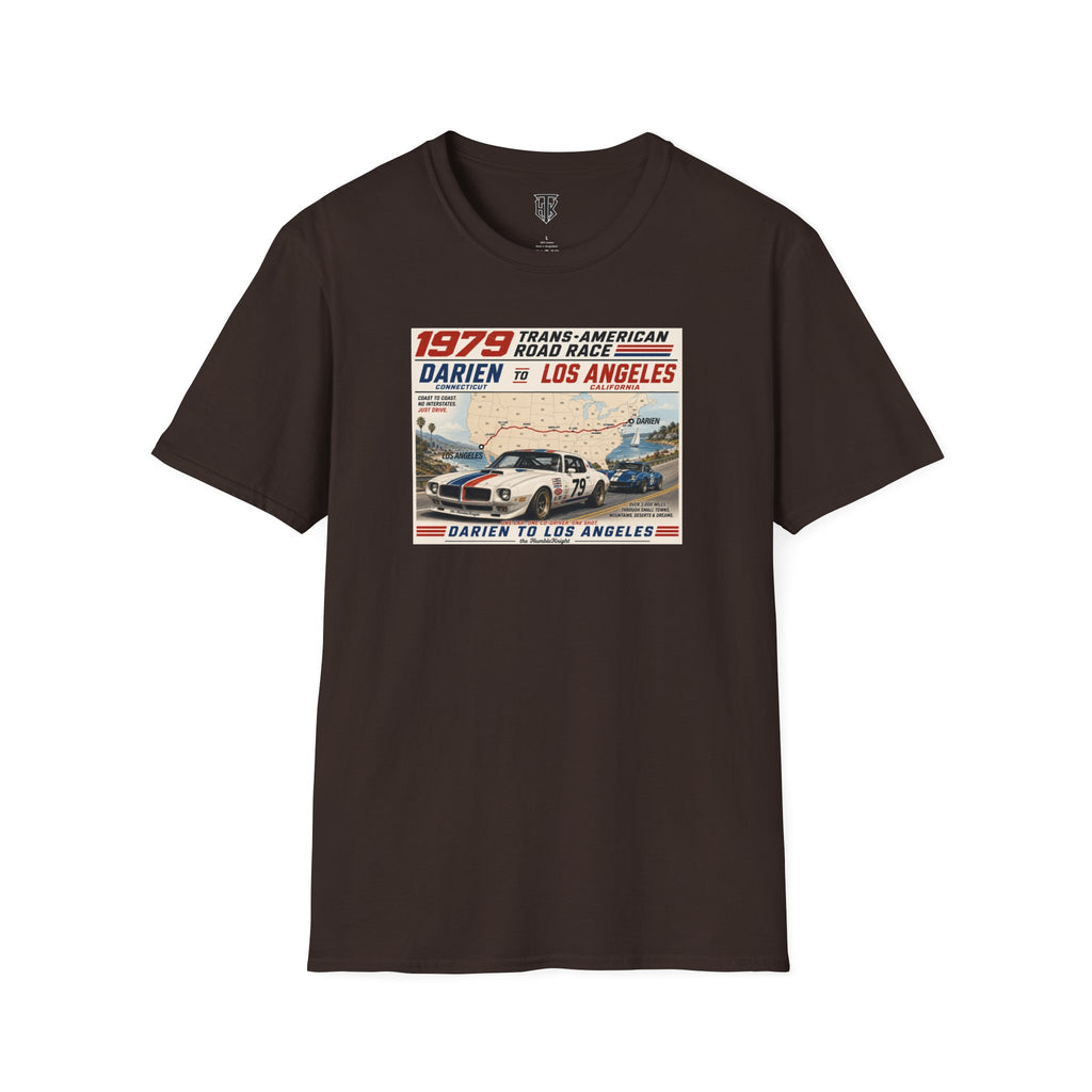 1979 Trans-American Road Race T-Shirt — Darien to Los Angeles Vintage Racing Tee