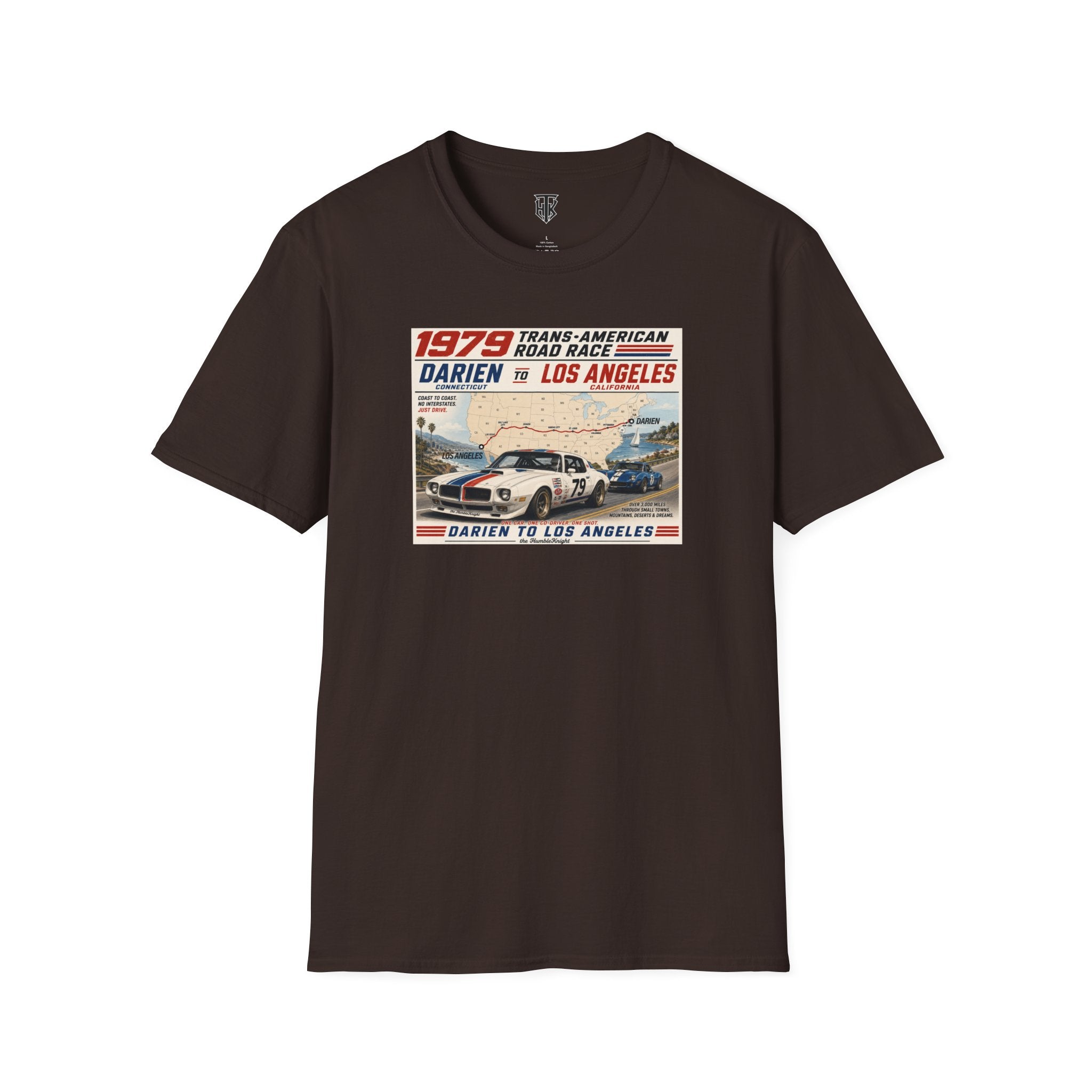 1979 Trans-American Road Race T-Shirt — Darien to Los Angeles Vintage Racing Tee