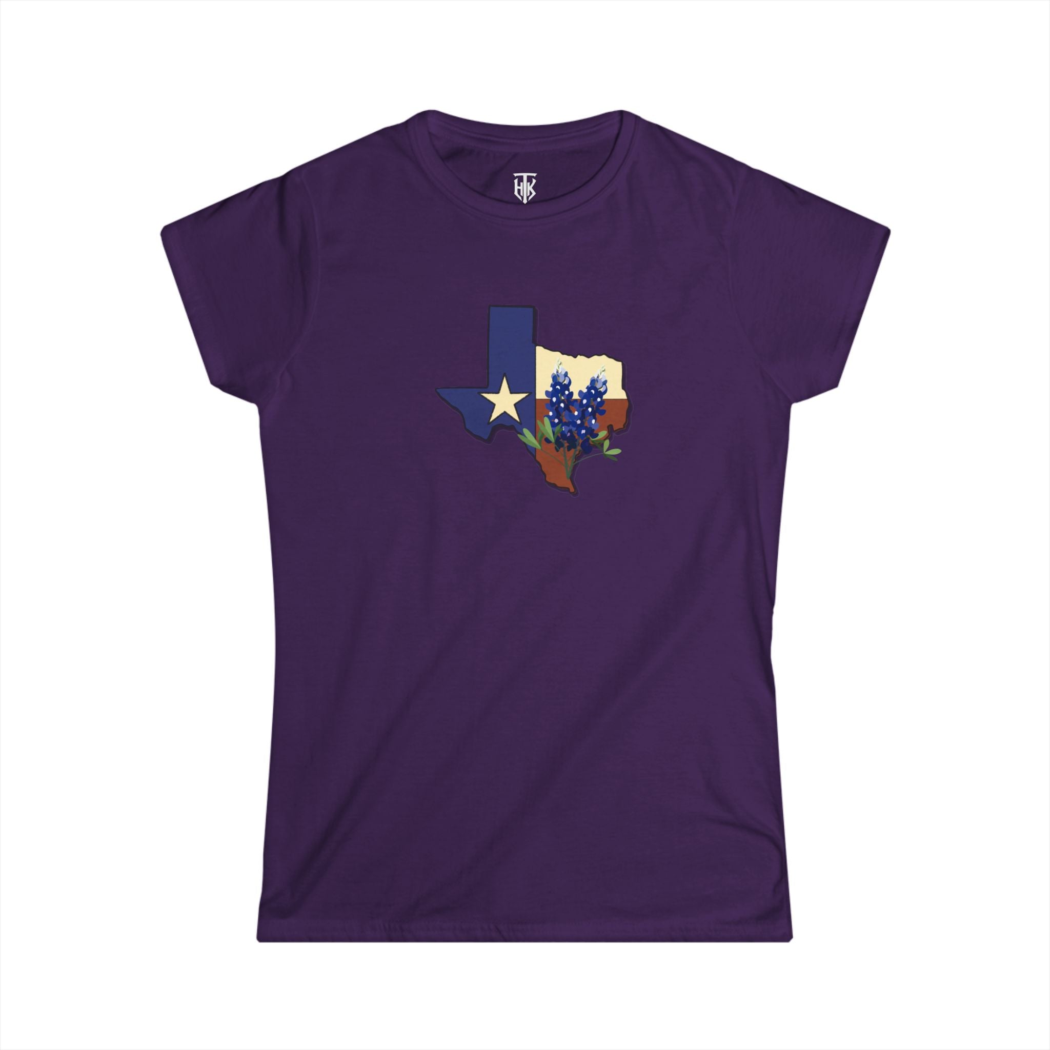 Texas State Outline Tee with Bluebonnets & Lone Star – Women's