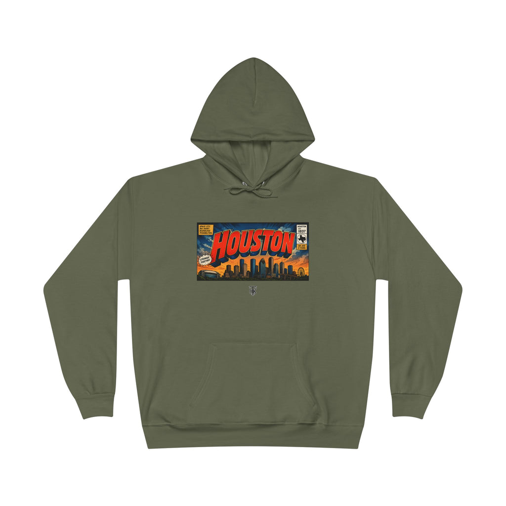 Houston Skyline Hoodie — Vintage Comic Book Design