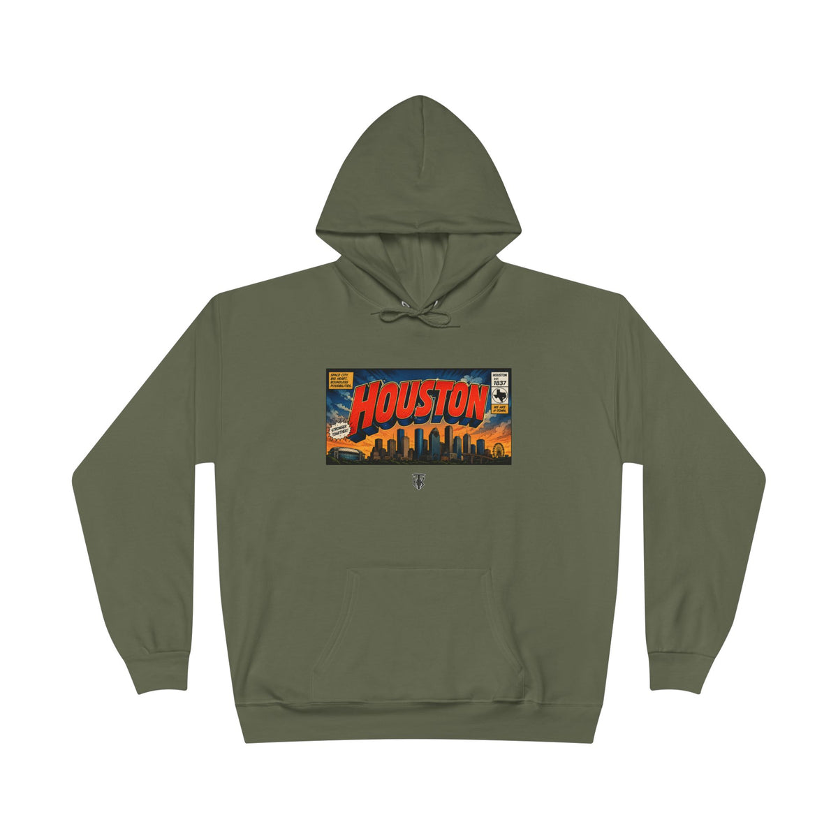 Houston Skyline Hoodie — Vintage Comic Book Design