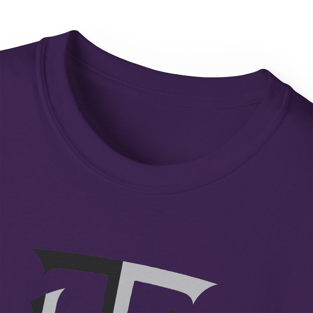 Shield Monogram Tee — Elegant Metallic Initials Graphic T-Shirt