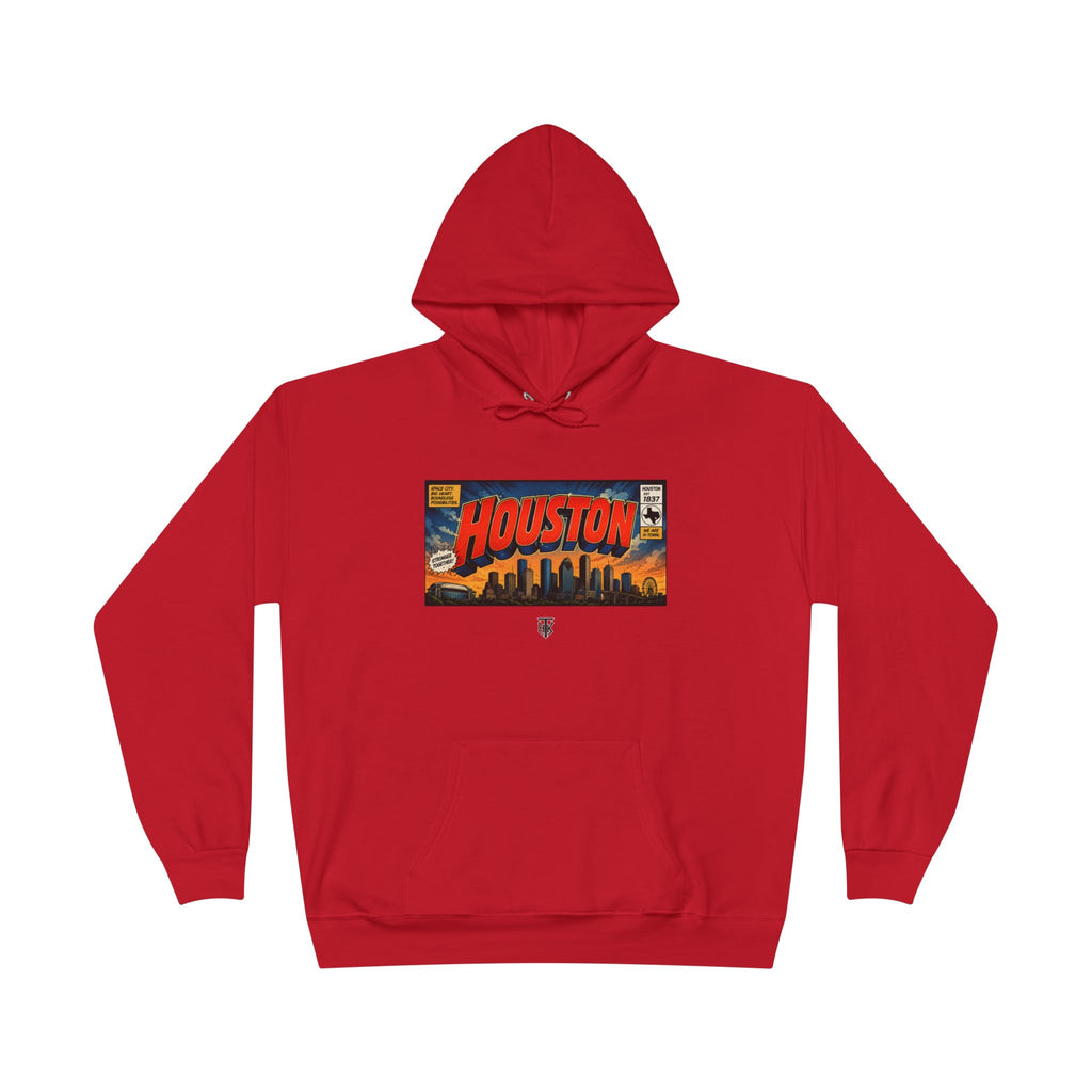 Houston Skyline Hoodie — Vintage Comic Book Design