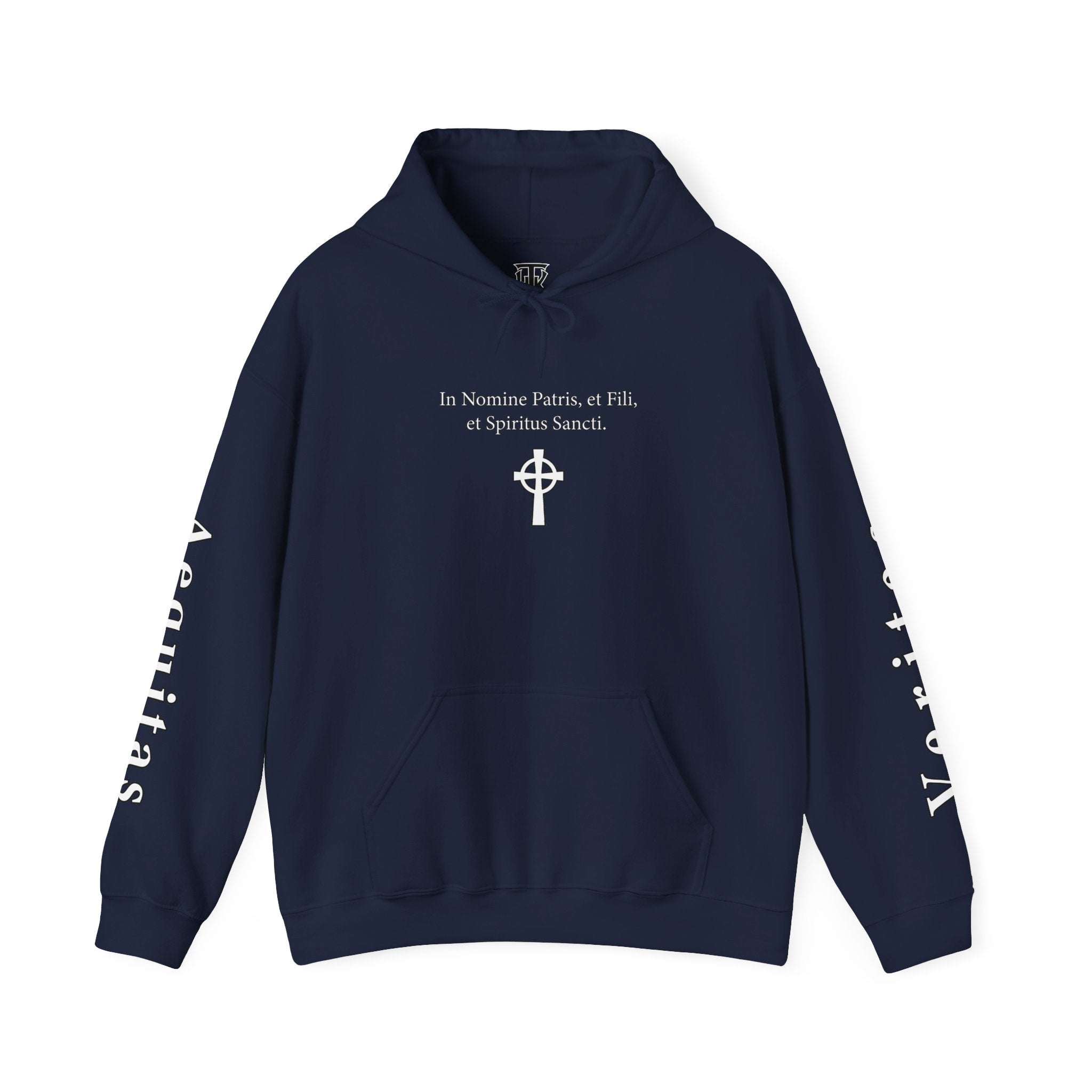 Veritas Aequitas "In Nomine Patris, et Filii, et Spiritus Sancti" Sleeve Scripture Pullover