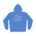 Vintage Humbleknight  Surf Shack Hoodie — Palm Tree Beach Pullover with 'The Surfside' Sketch