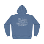 Vintage Humbleknight  Surf Shack Hoodie — Palm Tree Beach Pullover with 'The Surfside' Sketch