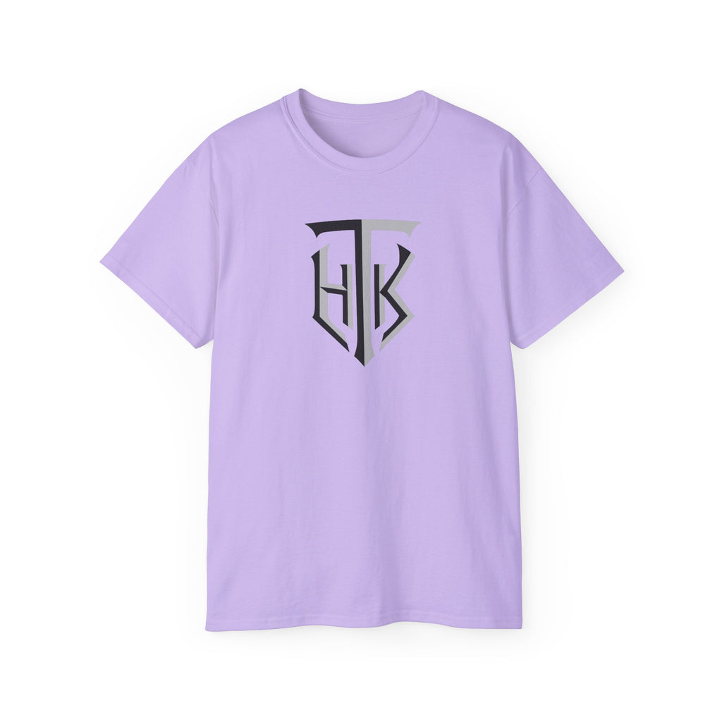 Shield Monogram Tee — Elegant Metallic Initials Graphic T-Shirt