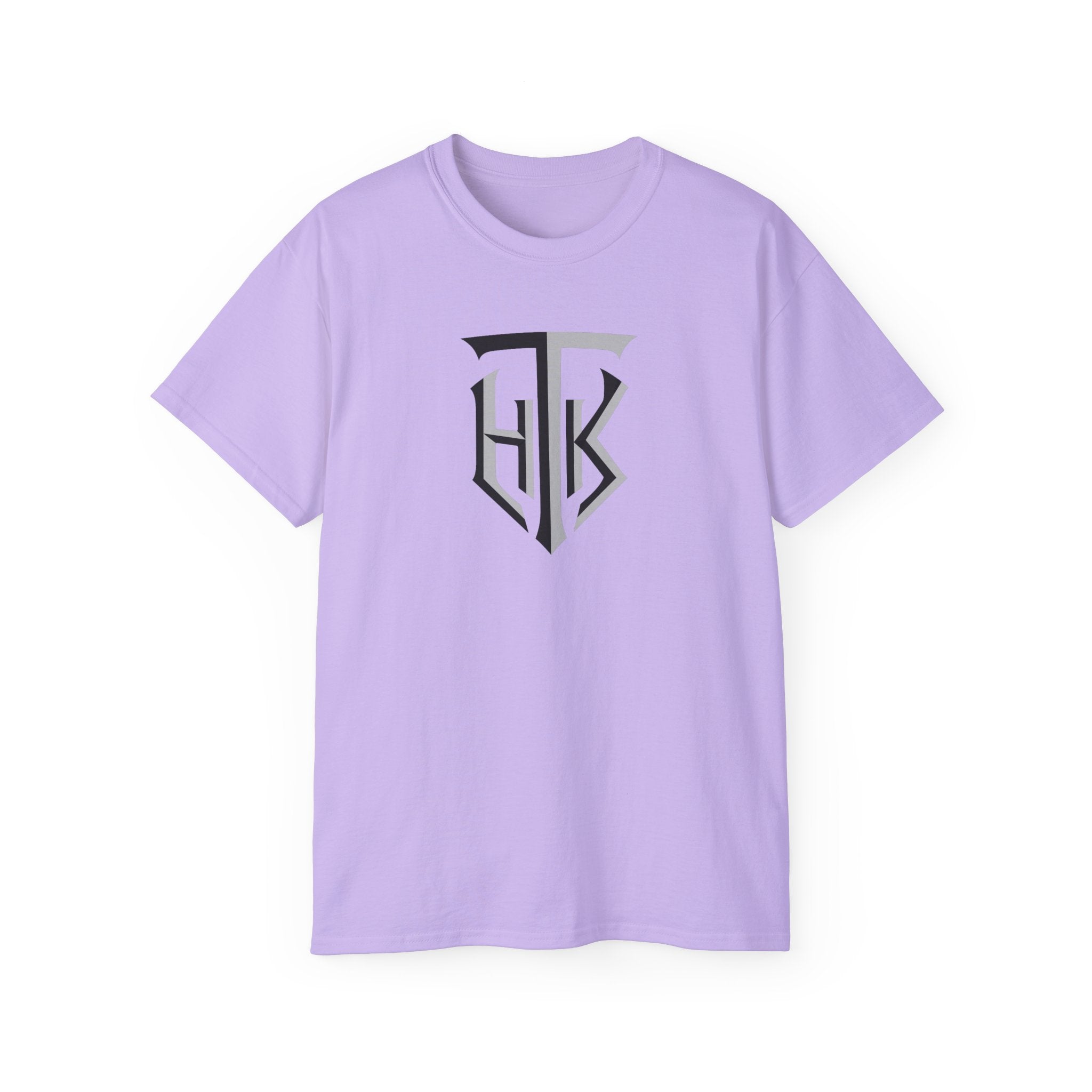 Shield Monogram Tee — Elegant Metallic Initials Graphic T-Shirt