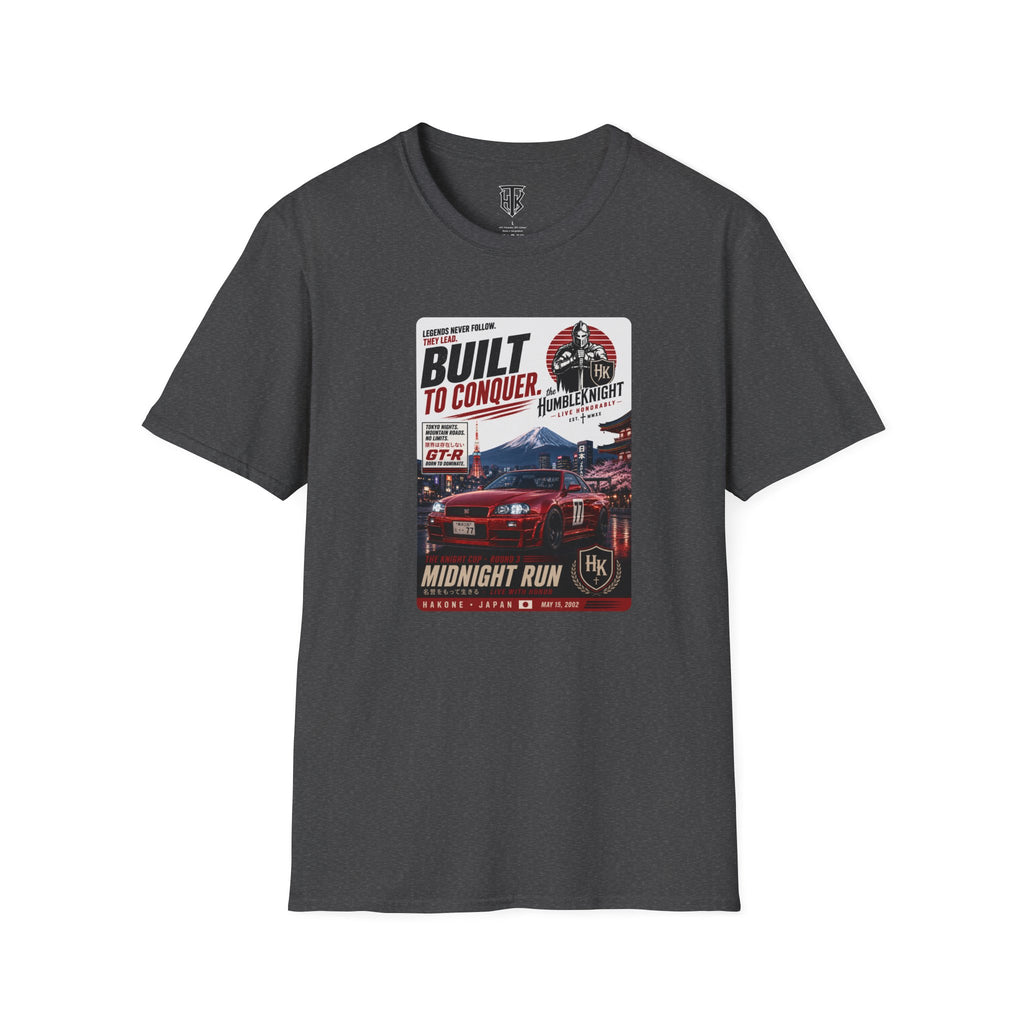 Built to Conquer Racing T-Shirt — Midnight Run Vintage Car Graphic