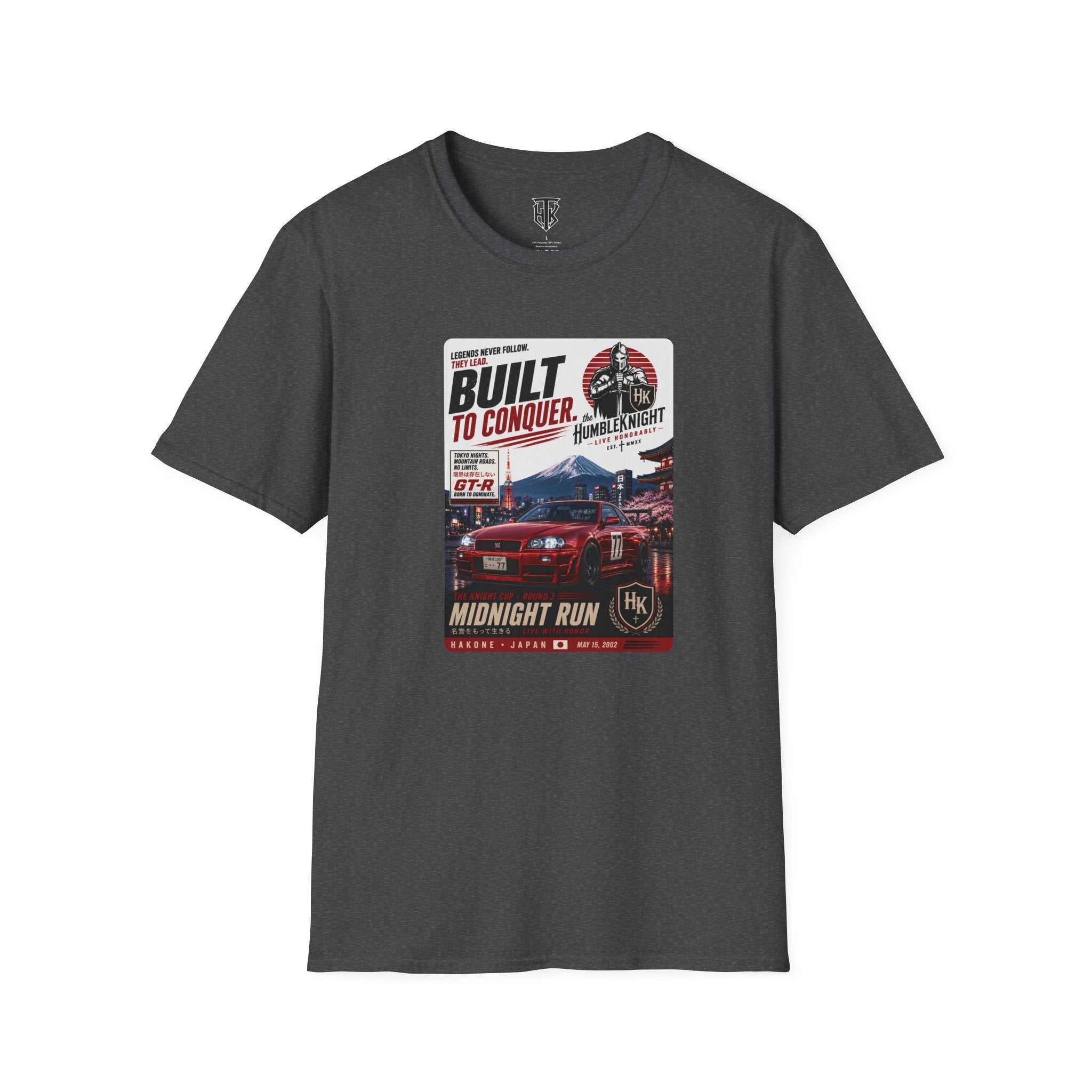 Built to Conquer Racing T-Shirt — Midnight Run Vintage Car Graphic