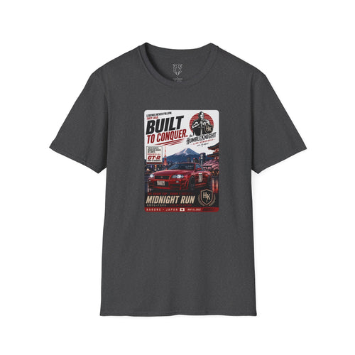 Built to Conquer Racing T-Shirt — Midnight Run Vintage Car Graphic